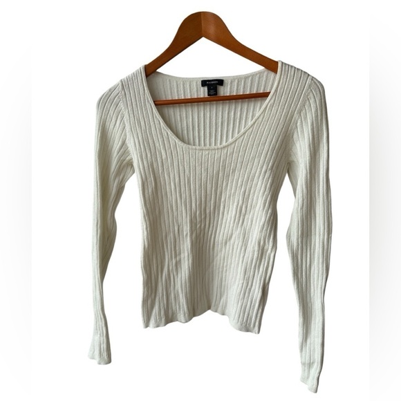 Halogen women’s Rib Ivory Sweater Scoop Neck size Small   - Picture 3 of 5